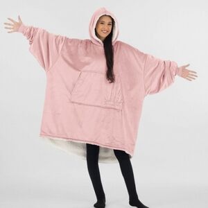 The Comfy Original Blanket Hoodie Pink With Front Pocket One Size